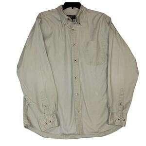 Eddie Bauer Size Large Mens Khaki Green LS Button‎ Up Shirt